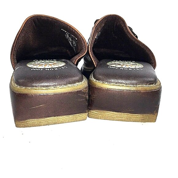 Earth Shoe Gelron 2000 Womens Brown Leather Clog Mules Slip On Daphne US 5.5 - Picture 5 of 12